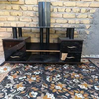 میز تی وی قدیمی مشکی شیشه ای