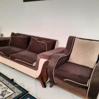 مبلمان هفت نفره راحتی قهوه ای بدون پارگی و شکستگی|مبلمان خانگی و میز عسلی|علی‌آباد کتول, |دیوار