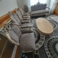 مبل سلطنتی ۸ نفره همراه با میز ناهار خوری ۸ نفره|مبلمان خانگی و میز عسلی|خمینی‌شهر, |دیوار