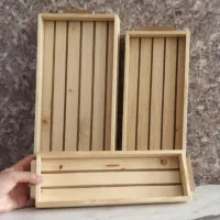 سینی چوبی ست سه تایی اردوخوری|ظروف سرو و پذیرایی|میبد, |دیوار