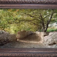 تابلو فرش کوچه باغ چله ابریشم  برندسلطانی golha