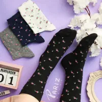 جوراب زنانه دخترانه گلدار ساقدار گلگلی