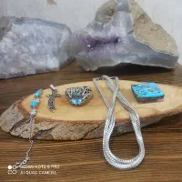 توپاز سوئیس زنجیر نقره فیروزه نیشابوری ذولفقار