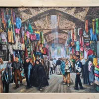 تابلو نقاشی بازار فوق العاده پرکار