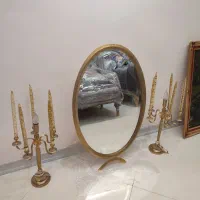 آینه و شمعدان طلایی کاملا سالم و با کیفیت