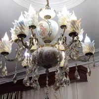 یک جفت لوستر مخلوط سرامیکی و برنج طرح فرشته|لوستر و چراغ آویز|تهران, شمس‌آباد|دیوار