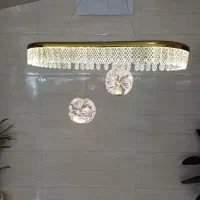 لوستر رینگ کریستال دو گوی آویز|لوستر و چراغ آویز|رشت, سعدی (تختی)|دیوار