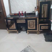 سرویس تخت خواب بغل تختی دو کشو میز ارایشی با توشک|تخت و سرویس خواب|نور, |دیوار