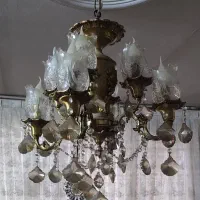 لوستر برنز اصل چهار شاخه و۸تا لامپ