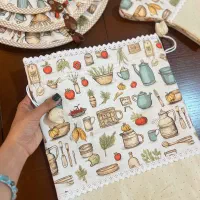 ست کامل سرویس آشپزخانه عروس برای جهیزیه|سفره، حوله، دستمال آشپزخانه|قزوین, |دیوار