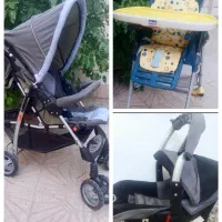 صندلی غذا و کریر اصل چیکو و کالسکه مارک مادرکر اصل
