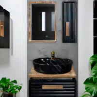 روشویی مشکی طلایی A ۱۱۳|لوازم سرویس بهداشتی|اصفهان, مرداویج|دیوار