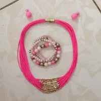 ست زیورآلات صورتی فانتزی