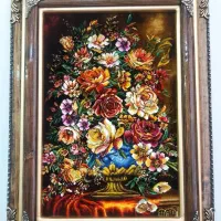 تابلو گل ترمه کد 17 دستبافت و ابریشم دار|تابلو فرش|تبریز, |دیوار