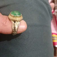 انگشتر نقره عقیق سبز خط دار|جواهرات|پیشوا, |دیوار