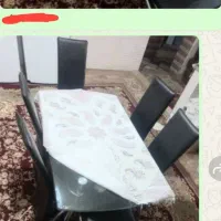 میز و صندلی ناهارخوری 6 نفره شیشه‌ای