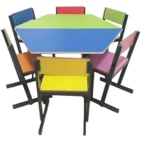 میز و صندلی گروهی رنگی (ذوزنقه شکل)