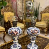 جفت چراغ بزرگ لیلی مجنون فرانسه و ساعت خاتم کاری