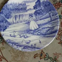 بشقاب دیوارکب قدیمی دختر وغاز