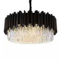 لوستر پیانویی مشکی با کریستال های شفاف