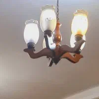 لوستر چوبی ۴شعله|لوستر و چراغ آویز|گرگان, |دیوار