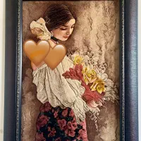 تابلو فرش دستباف(لحظه ی دیدار)+قاب رایگان