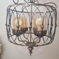 لوستر برنزی گرد چهارشاخه