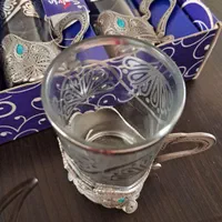 یک دست استکان پایه فلزی سلوین|ظروف سرو و پذیرایی|رشت, استقامت ۱|دیوار