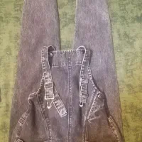 شلوار پیش بندی جین زغالی اسپرت دختران و پسران