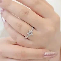 انگشتر جواهر تمام نقره مدل ستاره