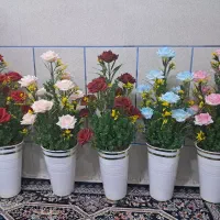 گلدان مصنوعی گل رز ۱۱گل