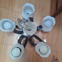 لوستر طرح چوب و استیل|لوستر و چراغ آویز|شیراز, ارم|دیوار