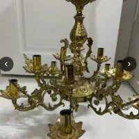 لوستر برنجی آنتیک ده شعله
