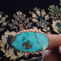 انگشتر نقره دست‌ساز با نگین فیروزه نیشابوری اصل|جواهرات|قزوین, |دیوار