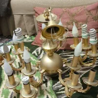 لوستر برنز آبکاری طلا شده ۱۵ شاخه رنگ ثابت