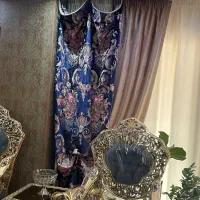 کتیبه های مخمل سورمه ای با گلدوزی|پرده، رانر، رومیزی|اصفهان, خواجو|دیوار