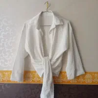شومیزه سفید گره ای کوتاه