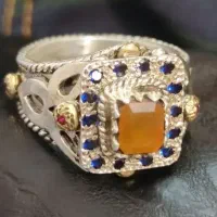 انگشتر فوق کلیکسیونی دوقاب یاقوت زرد یا گارنت