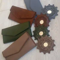کیف پول چرم طبیعی و آینه چرمی