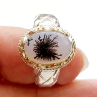 انگشتر نقره شجر طبیعی درختی عیار ۹۲۵