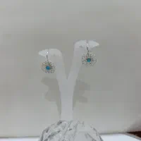 گوشواره نقره نگین فیروزه ملیله اصفهان کد ۵۴۵