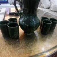 ظرف گلی با ۶ لیوان