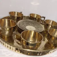 سینی و فنجان نعلبکی برنجی