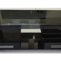 زیر تلویزیون MDF مشکی براق /سالم / شیشه‌ای