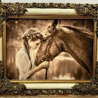 تابلوفرش طرح دختر و اسب