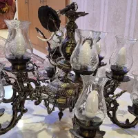 لوستر ۶ شاخه ۱۲ حبابه برنز با کیفیت و تمیز