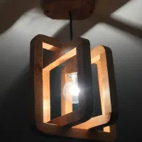 لوستر سه شاخه چوبی مینیمال|لوستر و چراغ آویز|کرج, گوهردشت|دیوار
