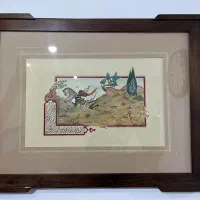 تابلوی مینیاتور شکار آهو به سبک صفوی