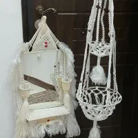 آینه و جا گلدانی مکرومه سایز بزرگ