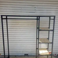 رگال لباس و قفسه چوبی فلزی کد ۰۰۱|کتابخانه، شلف، قفسه‌های دیواری|اندیشه, اندیشه فاز ۱|دیوار